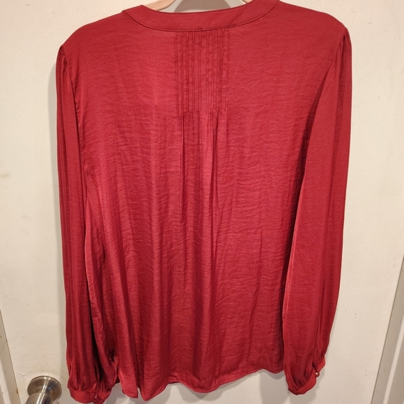 Nine West NWT Women's Fuchsia Hammered Satin Long Sleeve Top Sz XXL Career - Picture 8 of 8